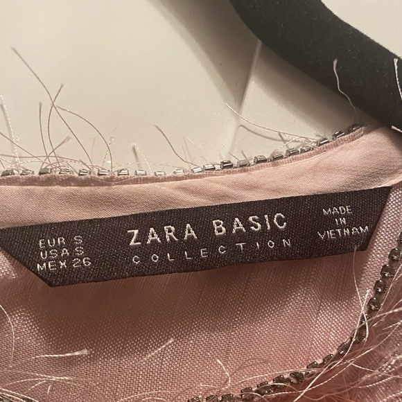 NWOT-Zara Pink Fuzzy Metallic Blouse High Low - Picture 3 of 8